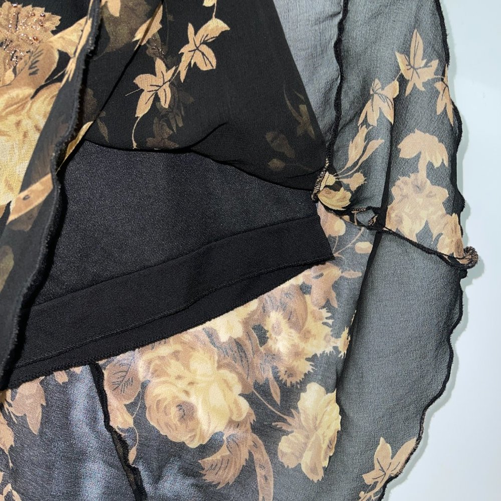 Connected Petite Black Sleeveless Floral Embellished High Low Hem Dress Sz S - Picture 5 of 7